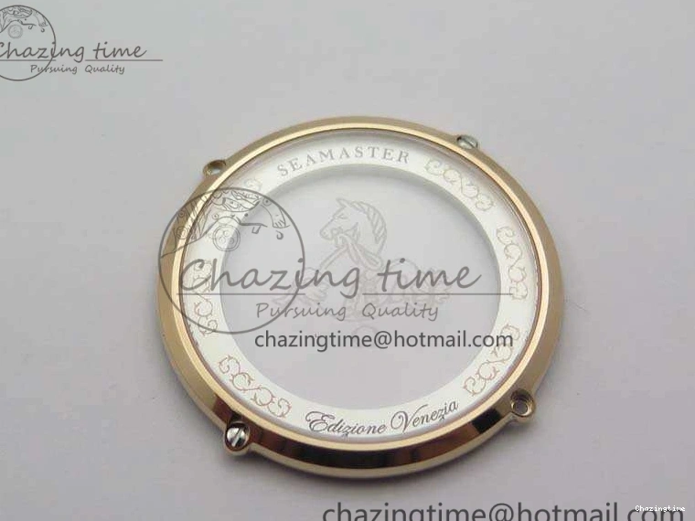 0414 Snug Seamaster Edizione Venezia RG Best Edition Blue Dial On Leather Strap A 8126